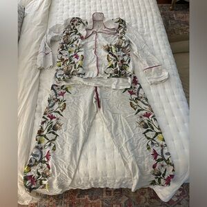 BY ANTHROPOLOGIE FLANNEL BUTTONDOWN PAJAMA TOP and bottoms